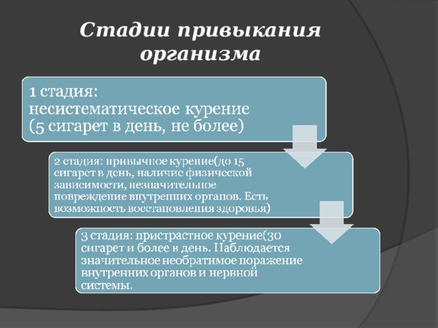 Стадии привыкания организма